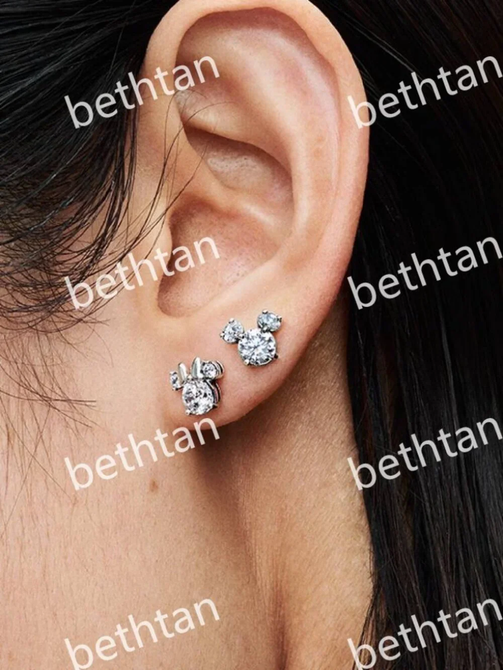 Disney Mickey Mouse & Minnie Mouse Sparkling Stud Earrings